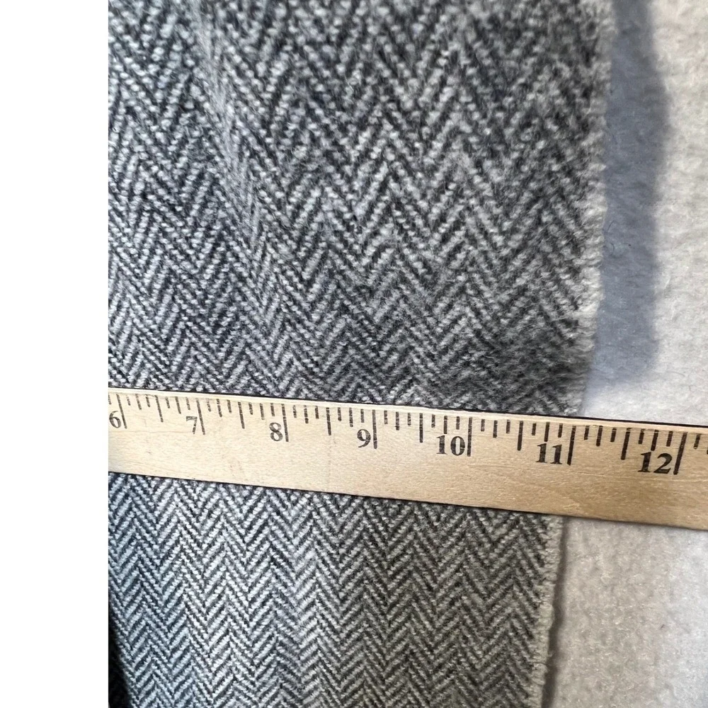 Foxford Grey Brown Herringbone 100% Lambswool Scarf Made in Ireland Fringed 2954